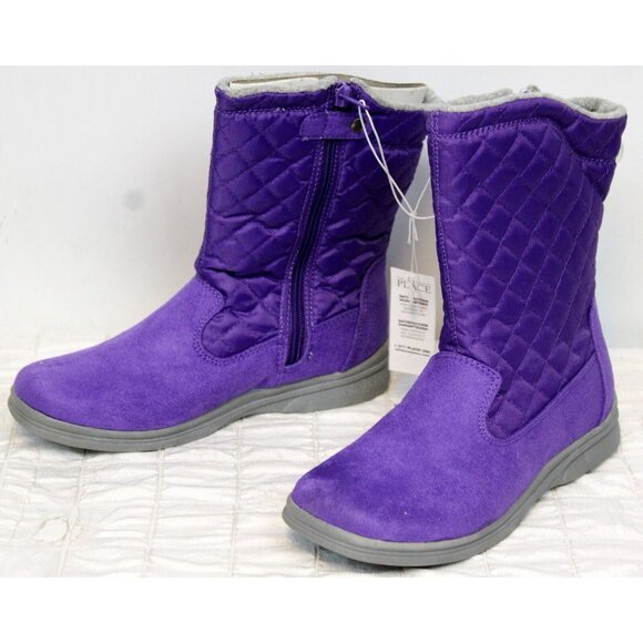 TCP Children's Place Purple Winter Snow Boots sz 5 NWT Girls Faux Suede Quilted - Picture 4 of 7